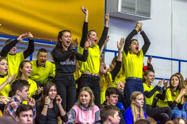 Odessa Ukraine Febr 2019 Fans Basketball Team Spectators Stands Emotionally — Stock Photo, Image