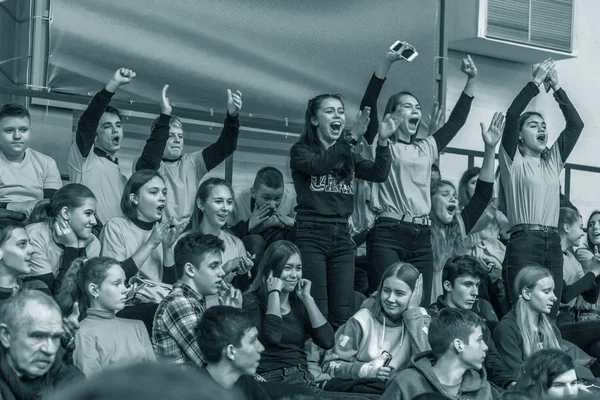 Oděsa Ukrajina Roce 2019 Fanoušci Basketbalového Týmu Diváky Hledišti Citově — Stock fotografie