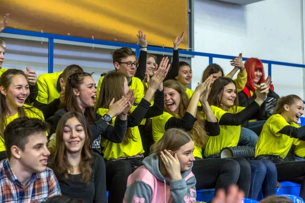 Odessa Ukraine Februar 2019 Fans Der Basketballmannschaft Und Zuschauer Auf — Stockfoto