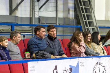 Odessa, Ukrayna - 16 Şubat 2019: Röportajda çocuk Şampiyonası açılış sırasında Vyacheslav Kravtsov Ukrayna Millî Basketbol takımının kaptanısın. Basketbol oyuncusu Vyacheslav Kravtsov