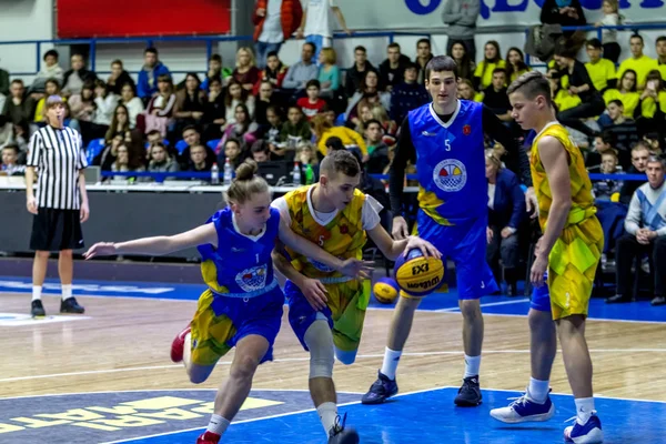 Odessa Ukraina Feb 2019 Skola Idrottsliga Holiday Barns Basketligan Tonåringar — Stockfoto