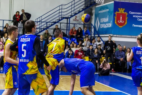 Odessa Ukraina Feb 2019 Skola Idrottsliga Holiday Barns Basketligan Tonåringar — Stockfoto