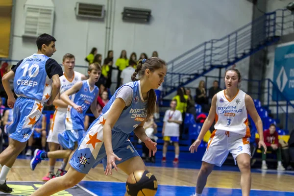 Odessa Ukraina Feb 2019 Skola Idrottsliga Holiday Barns Basketligan Tonåringar — Stockfoto