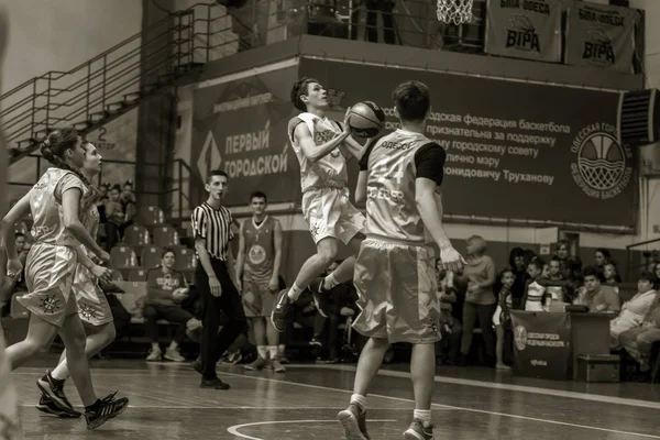 Odessa Ucrânia Fevereiro 2019 Liga Escola Basquete Infantil Férias Esportivas — Fotografia de Stock