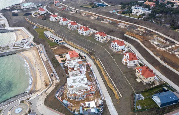 Vedere Aeriană Panoramică Așezării Cabanei Mare Vedere Sus Satului Cabane — Fotografie, imagine de stoc