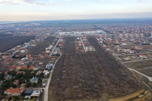 Panoramiczny Widok Antenowe Osada Domków Nad Morzem Widok Góry Morskie — Zdjęcie stockowe