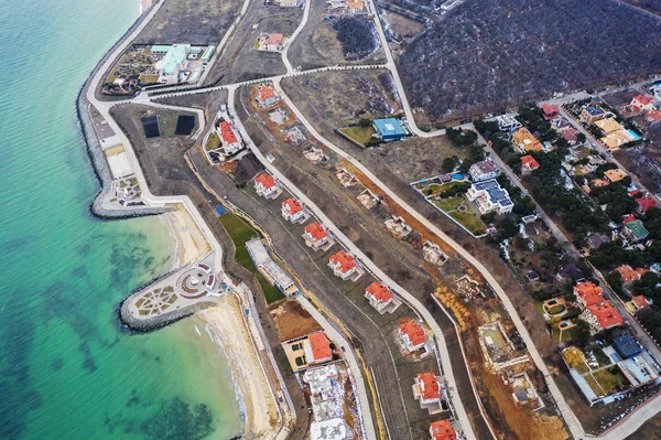 Panoramatický Letecký Pohled Chatová Osada Moři Pohled Shora Mořských Chata — Stock fotografie