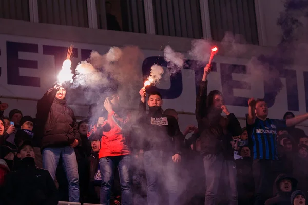 Odessa Ukraine Marca 2019 Tłumy Kibiców Trybunach Stadionu Piłkarskiego Podczas — Zdjęcie stockowe