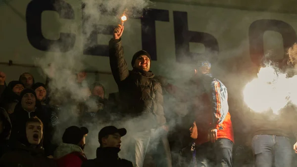 Odessa Ukraine March 2019 Πλήθος Φιλάθλων Στις Κερκίδες Του Ποδοσφαιρικού — Φωτογραφία Αρχείου