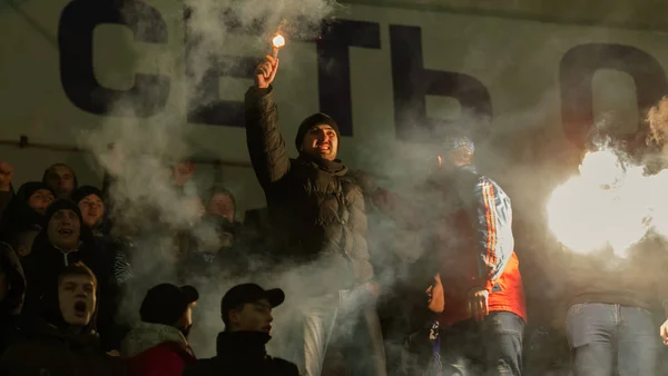 Odessa Ukraine Março 2019 Multidões Fãs Nas Arquibancadas Estádio Futebol — Fotografia de Stock