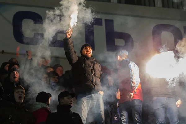 Odessa Ukraine Março 2019 Multidões Fãs Nas Arquibancadas Estádio Futebol — Fotografia de Stock