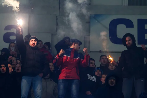Odessa Ukraine Março 2019 Multidões Fãs Nas Arquibancadas Estádio Futebol — Fotografia de Stock