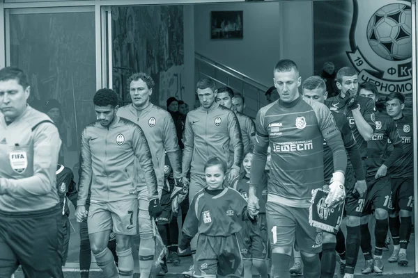 Odessa Ukraina Mars 2019 Fotbollsspelare Sjachtar Donetsk Chernomorets Odessa Intensivt — Stockfoto