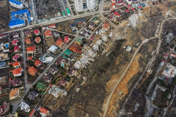 Tanah Longsor Yang Disebabkan Oleh Hujan Badai Menghancurkan Pondok Pondok — Stok Foto