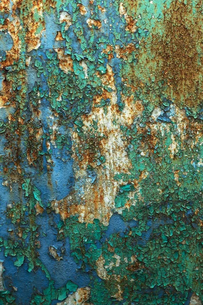 Çok Renkli Boya Pas Paslı Metal Duvar Eski Demir Levha — Stok fotoğraf