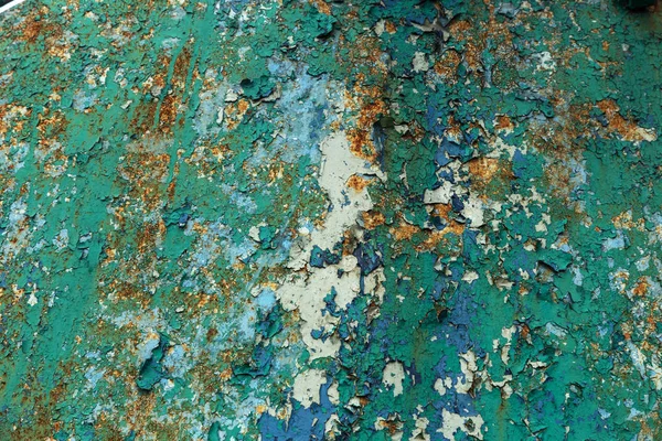 Zardzewiały Ściana Metalu Stary Arkusz Żelaza Pokryty Rdzą Farbą Wielokolorowych — Zdjęcie stockowe