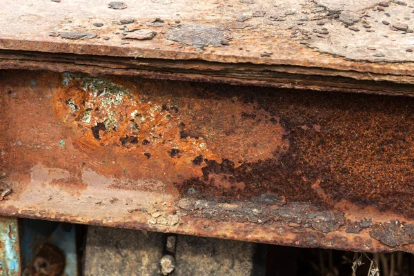 Parede Metal Enferrujado Chapa Ferro Velha Coberta Com Ferrugem Com — Fotografia de Stock