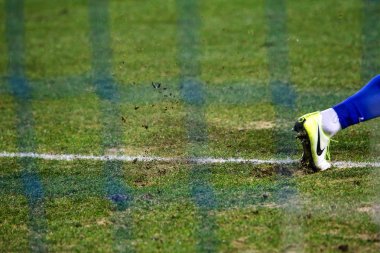 Odessa, Ukrayna - 2 Mart 2019: Shakhtar Donetsk - Chernomorets Odessa, futbol oyuncuları. Ukrayna Premier Ligi yoğun oyunu