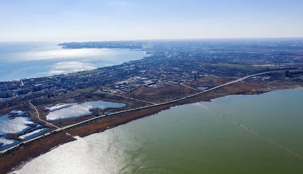 Vista Superior Zona Costera Reserva Ecológica Del Estuario Kuyalnik Odesa — Foto de stock gratis