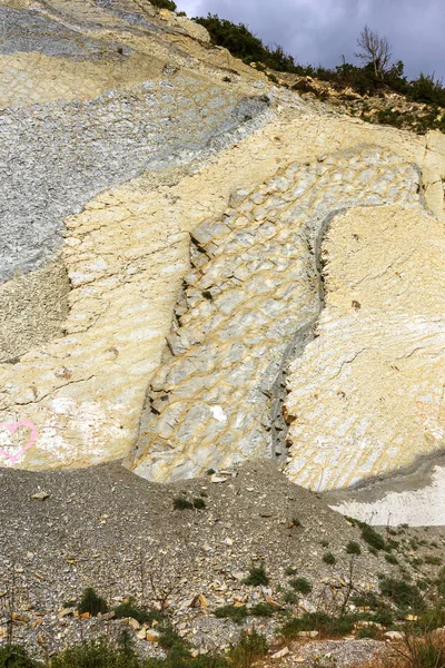 Сланцевые Шахты Текстура Каменной Стены Большие Каменные Трещины Разделение Каменного — стоковое фото