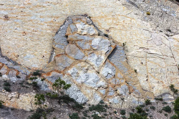 Poços Cimento Montanhas Xisto Textura Parede Pedra Grandes Rachaduras Pedra — Fotografia de Stock