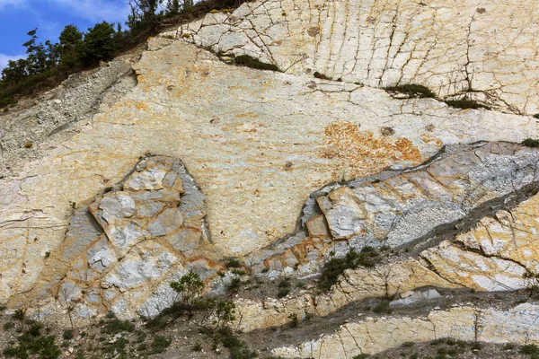 Montagne Scistose Pozzi Cemento Consistenza Del Muro Pietra Grandi Crepe — Foto Stock