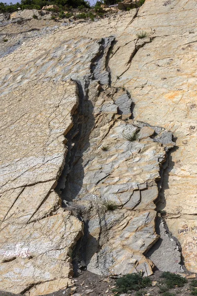 Montagne Scistose Pozzi Cemento Consistenza Del Muro Pietra Grandi Crepe — Foto Stock