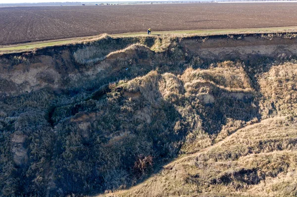 Bergsturz Einem Umweltgefährdenden Gebiet Große Risse Boden Abfall Großer Schichten — Stockfoto