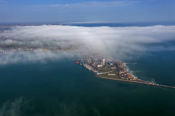 Vedere Aeriană Depozitului Maritim Panoramic Navei Container Navei Macara Care — Fotografie, imagine de stoc