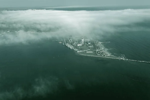 Vedere Aeriană Depozitului Maritim Panoramic Navei Container Navei Macara Care — Fotografie, imagine de stoc