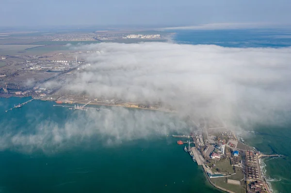 Vedere Aeriană Depozitului Maritim Panoramic Navei Container Navei Macara Care — Fotografie, imagine de stoc