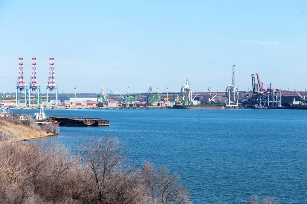 Odessa Ukrayna Güney Mart 2019 Havadan Görünümü Panoramik Liman Depo — Stok fotoğraf