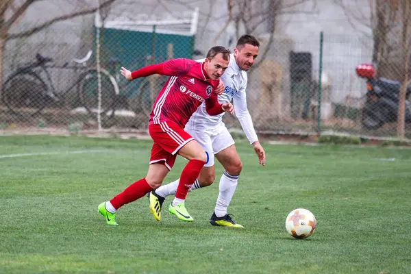 オデッサ ウクライナ 2019 バルカン半島の最初のリーグ戦 オデッサ マイナー ウクライナ最初のサッカーリーグの地域チームのゲームの緊張した瞬間 — ストック写真