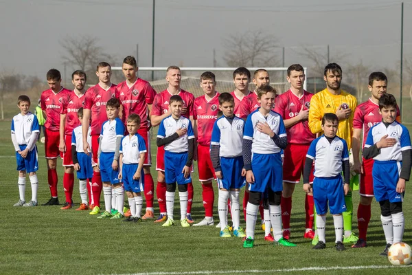 乌克兰奥德萨 2019年3月27日 巴尔干第一联赛 Odessa Miner 乌克兰第一个足球联赛地区球队比赛的紧张时刻 — 图库照片