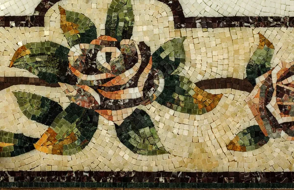 Detaliu al unui panou frumos de mozaic din marmură. Mosai din marmură interioară — Fotografie, imagine de stoc