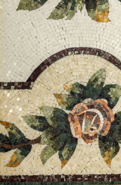 Bir güzel Mermer Mozaik panel detay. İç Mermer Mozaik. Mermer dekoratif arka plan olarak Venedik mozaik parçası... Seçici odak