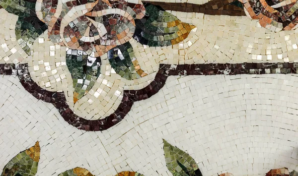 Detail Einer Wunderschönen Marmormosaiktafel Marmormosaik Inneren Ein Stück Venezianisches Marmormosaik — Stockfoto
