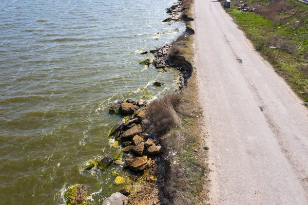 După Cutremur Furtună Puternică Timpul Iernii Îngheț Distructiv Sever Drumul — Fotografie, imagine de stoc