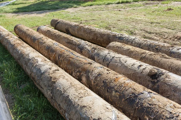 Eski Büyük Boruları Parçaları Sonra Uzun Yıllar Çalışma Aşınmış Metal — Stok fotoğraf