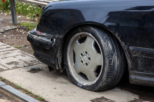 Odessa Ukraine Maio 2019 Acidente Carro Estrada Cidade Mercedes Preto — Fotografia de Stock