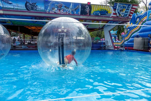 Odessa Ukraine May 2019 Little Children Inflatable Balloon Having Fun — Stock Photo, Image