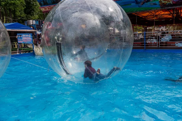 Odessa Ukraine May 2019 Little Children Inflatable Balloon Having Fun — Stock Photo, Image