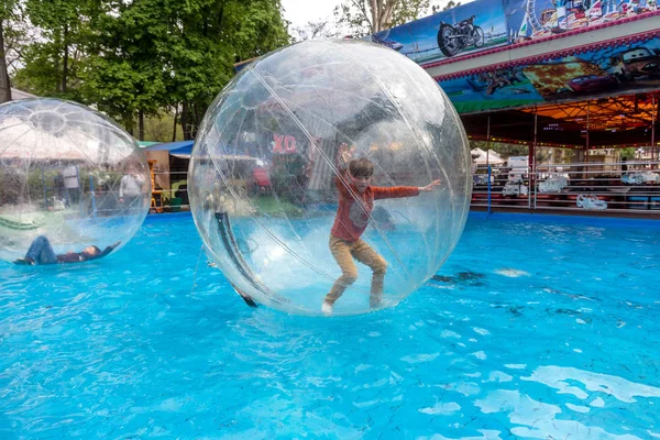 Odessa Ukraine May 2019 Little Children Inflatable Balloon Having Fun — Stock Photo, Image