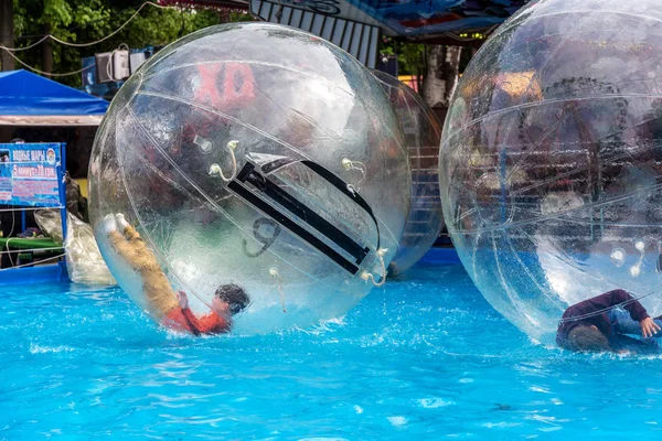 Odessa Ukraine May 2019 Little Children Inflatable Balloon Having Fun — Stock Photo, Image