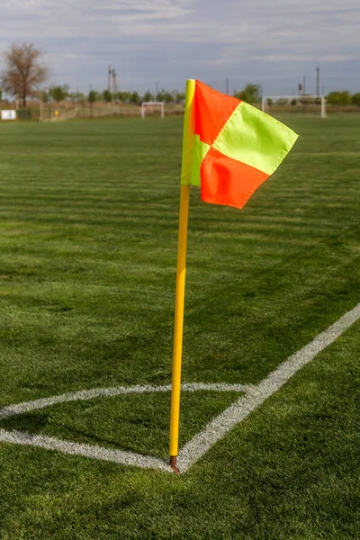 Bandera Pie Campo Fútbol Verde — Foto de Stock