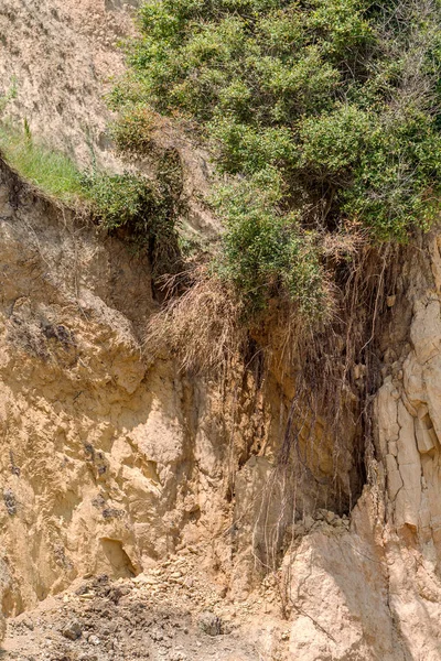 Landverschuivingszone Aan Zwarte Zeekust Rotssteen Van Zeesteen Zone Van Natuurrampen — Stockfoto