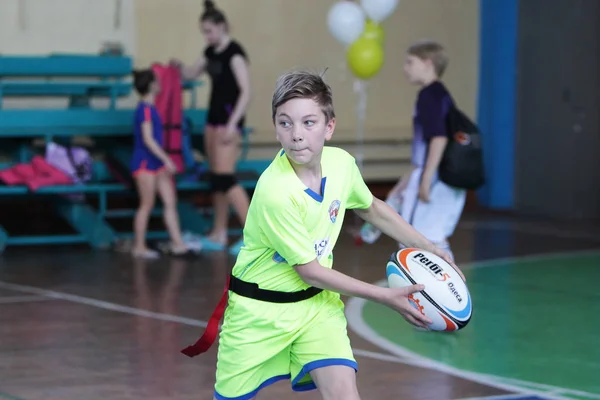 Odessa Ukraina Maja 2019 Małe Dzieci Grają Rugby Podczas Finałowych — Zdjęcie stockowe