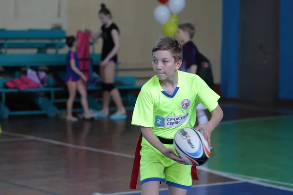 Odessa Ucrania Mayo 2019 Los Niños Pequeños Juegan Rugby Durante — Foto de Stock