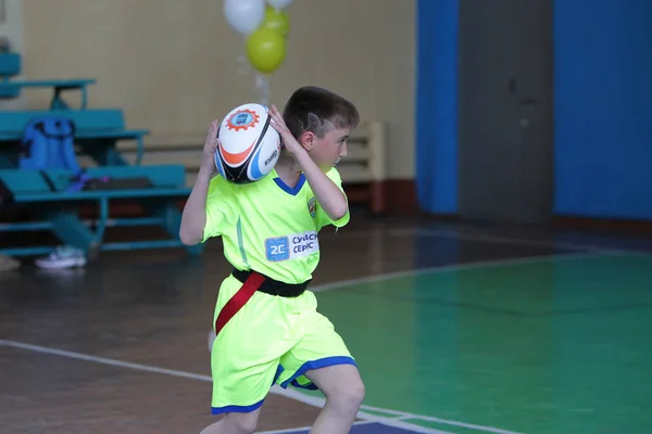 Odessa Ucrania Mayo 2019 Los Niños Pequeños Juegan Rugby Durante — Foto de Stock