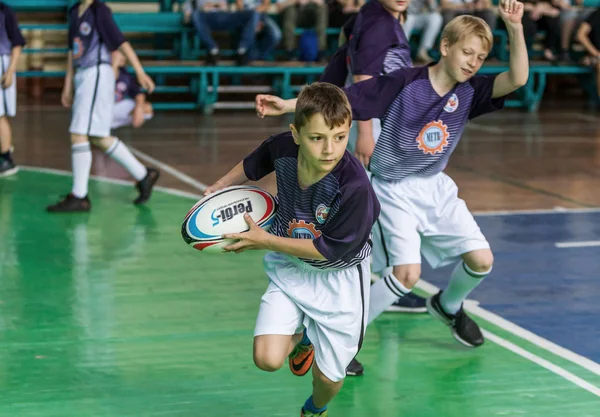 Odessa Ucrania Mayo 2019 Los Niños Pequeños Juegan Rugby Durante — Foto de Stock